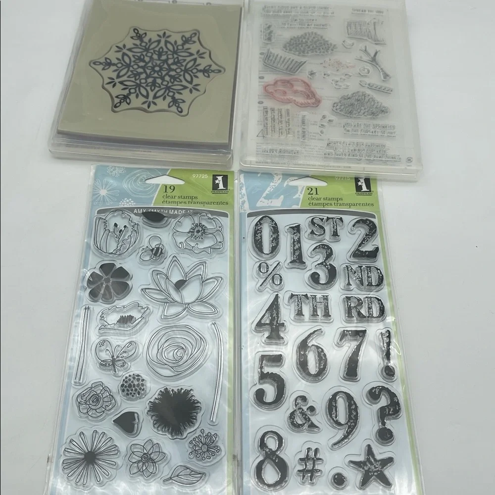 Stampin’ Up Lot of Stamps Clear Rubber Holiday Numbers Flowers Birthday Cards